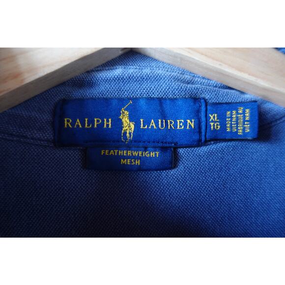 Ralph Lauren Mens Featherweight Mesh Button Up Shirt XL Blue Cotton Long Sleeve - Picture 3 of 9